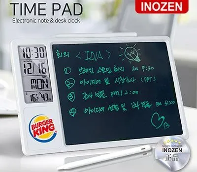 시계 판촉물 프리미엄 제작 노하우 3 이노젠 타임패드 탁상시계 겸용 전자메모장