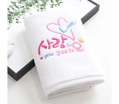 타올 판촉물 브랜드별 특징 정리 2 플라워 사랑해요고마워요 자수 세면수건