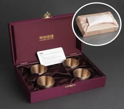 강릉판촉물 요즘 핫한 디자인 트렌드 5 우리 방짜유기 술잔4P 고급겹보자기포장