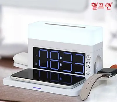 시계 판촉물 프리미엄 제작 노하우 5 헬프맨 무드조명 시계고속무선충전기 15W