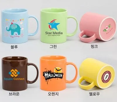 머그컵 판촉물 기업 임직원용 제작 5 포토머그컵 직선 유광올칼라 6색 13온스 390ml